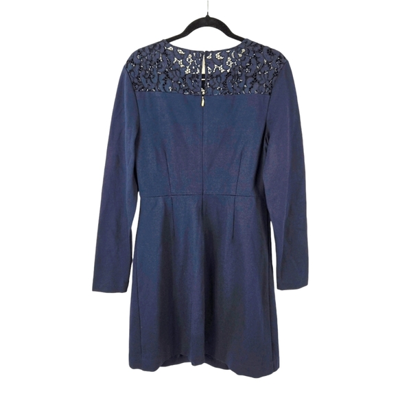 Trina Turk Lace Panel Sabastian Ponte Blue Dress - Picture 6 of 14